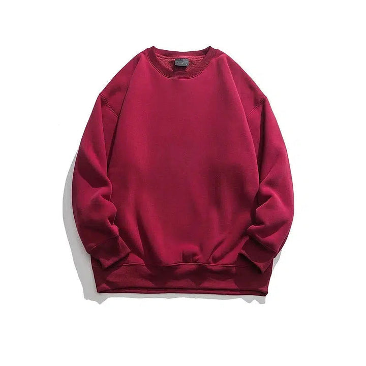 Solid Color Velvet Round Neck Sweatshirt