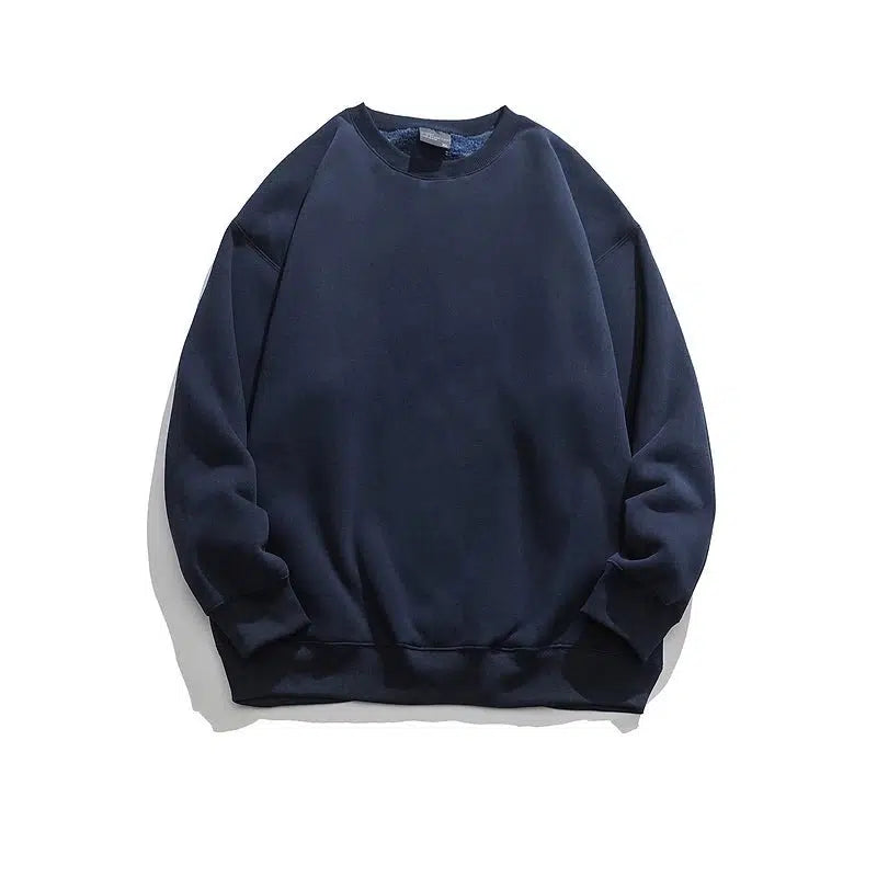 Solid Color Velvet Round Neck Sweatshirt