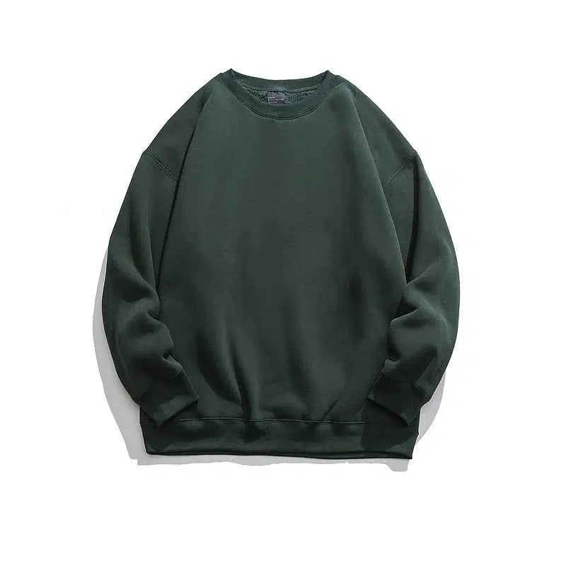 Solid Color Velvet Round Neck Sweatshirt