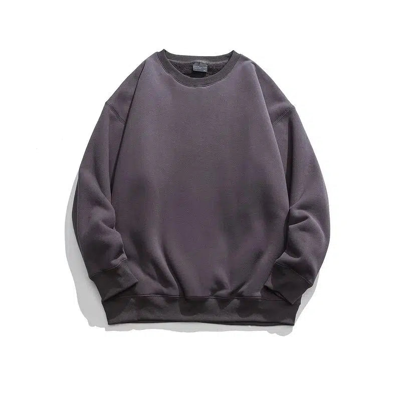 Solid Color Velvet Round Neck Sweatshirt