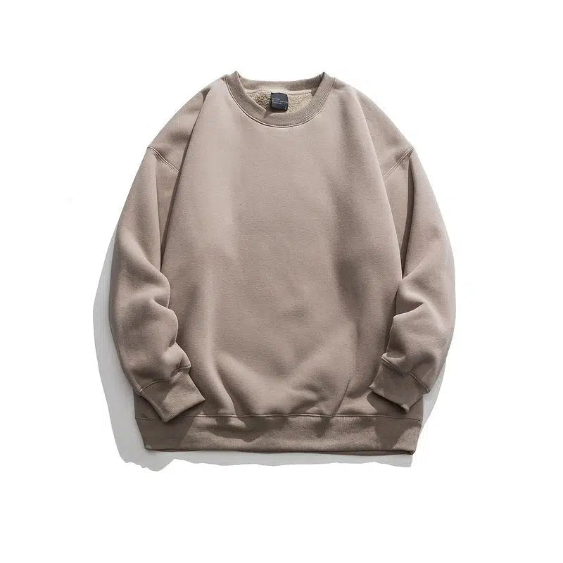 Solid Color Velvet Round Neck Sweatshirt