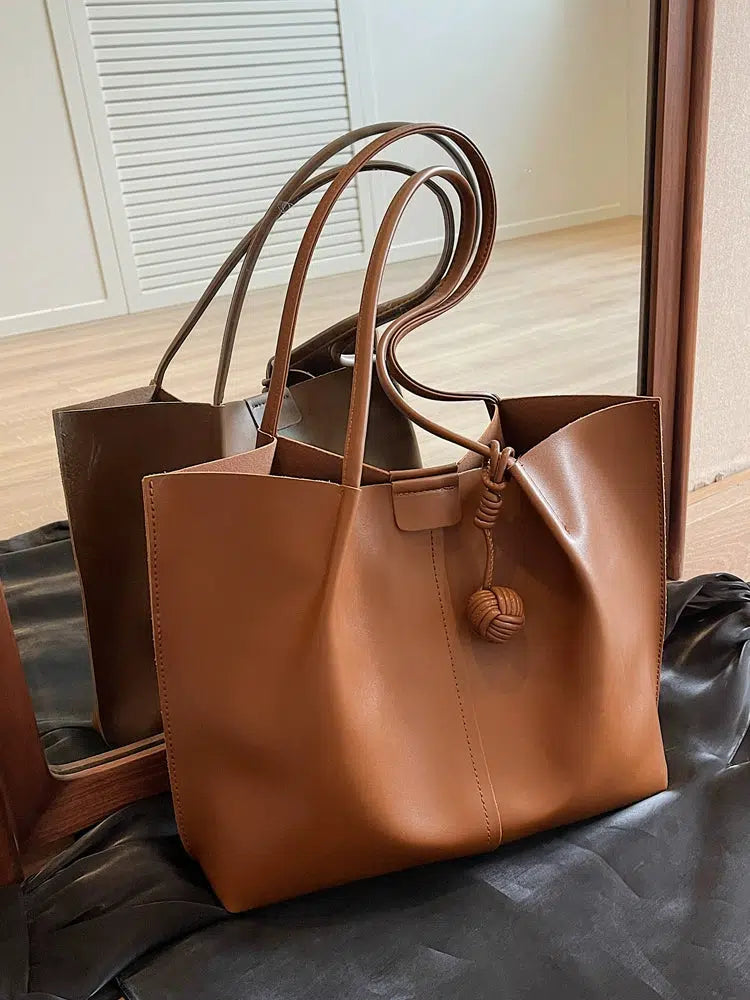 Spacious Faux Leather Tote Bag