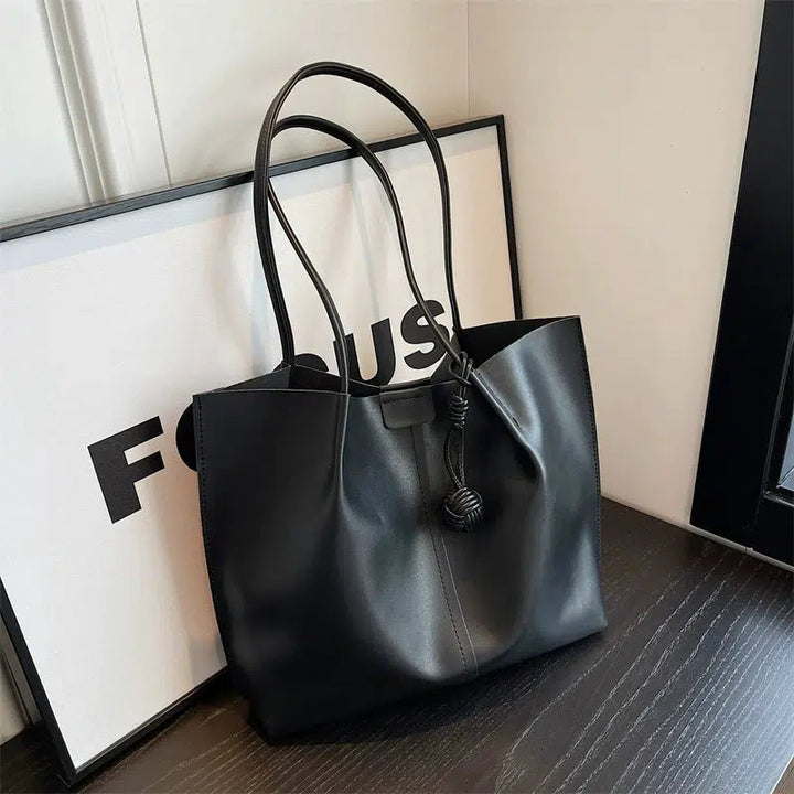 Spacious Faux Leather Tote Bag