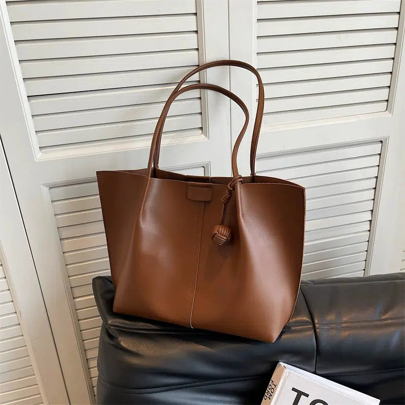 Spacious Faux Leather Tote Bag