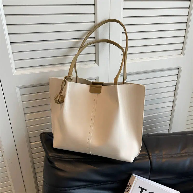 Spacious Faux Leather Tote Bag