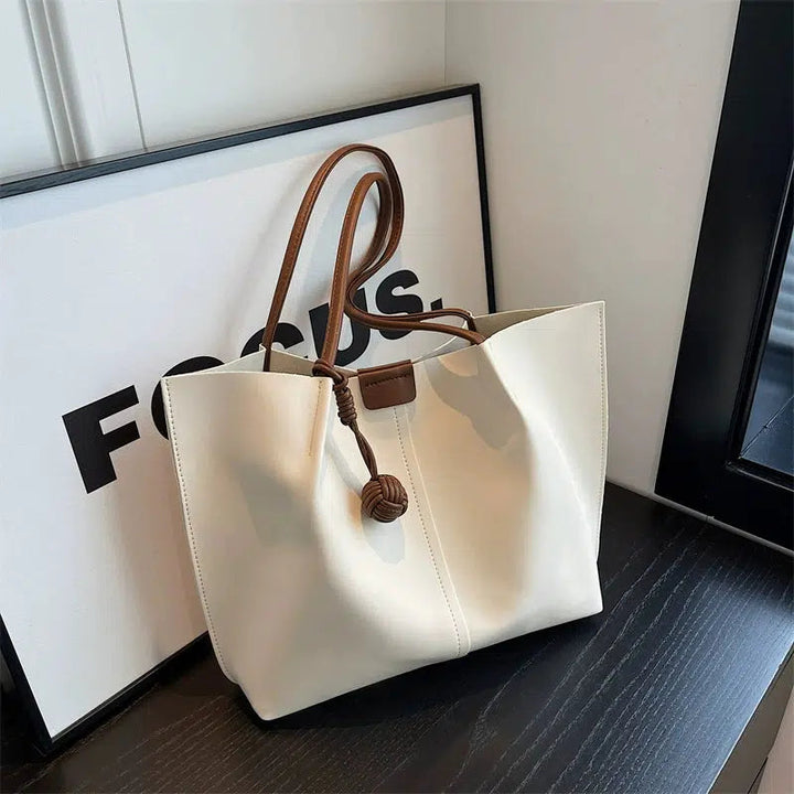 Spacious Faux Leather Tote Bag