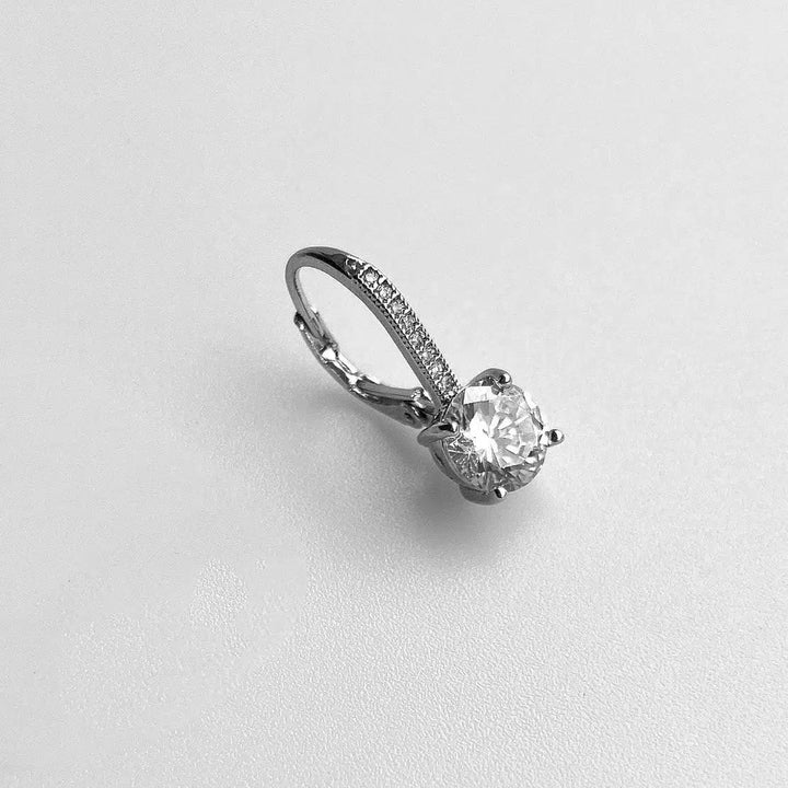 Sparkling Hoop Earrings with Solitaire Stone