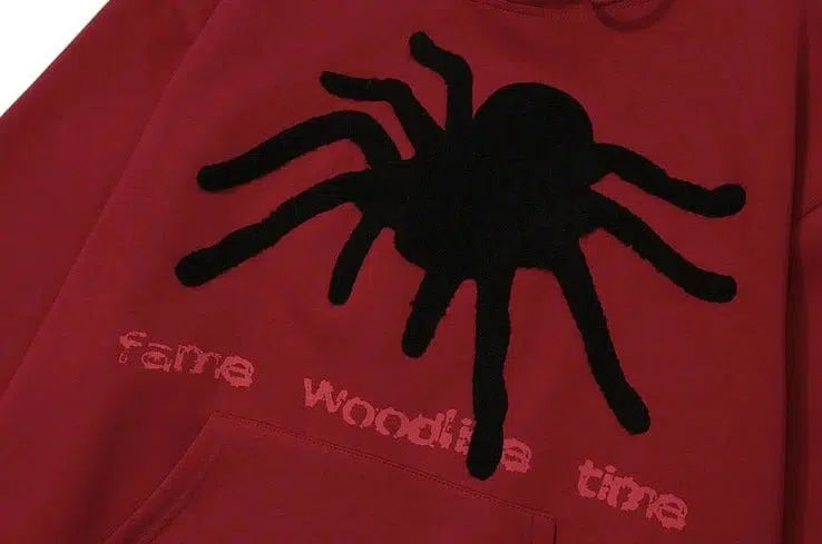 Spider Flocking Velvet Hooded Sweatshirt