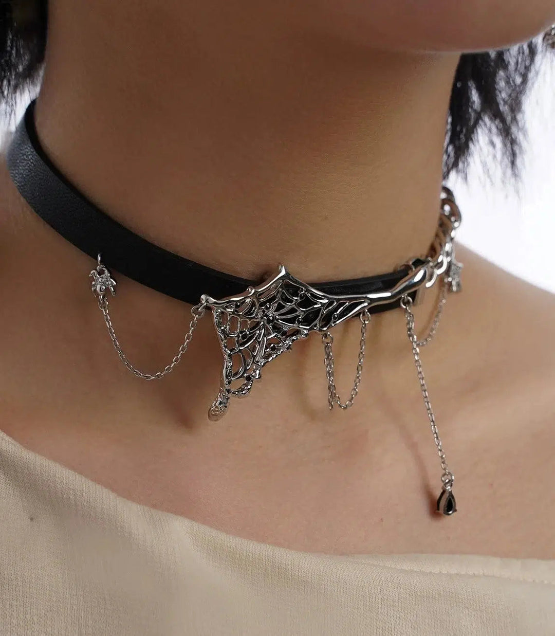 Spiderweb Leather Necklace