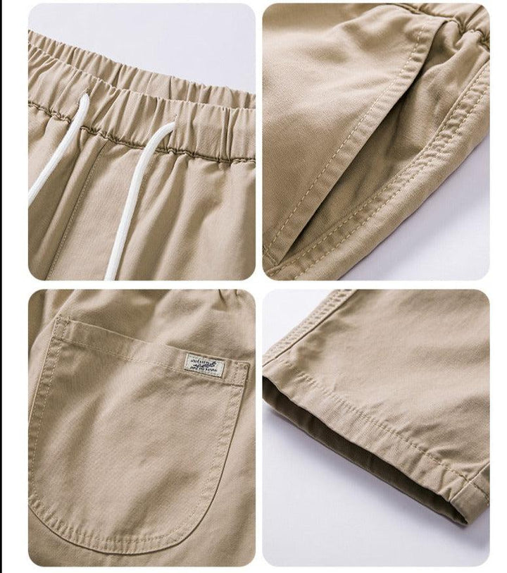 Spring Drawstring Cotton Elastic Waist Pants