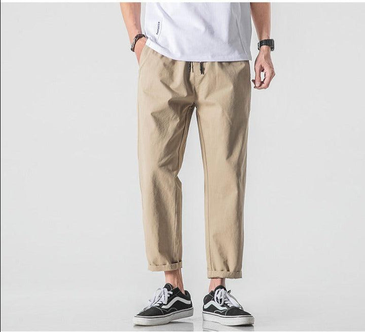 Spring Drawstring Cotton Elastic Waist Pants