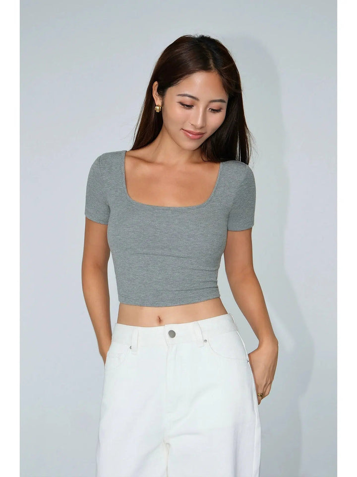 Square Neck Backless T-shirt