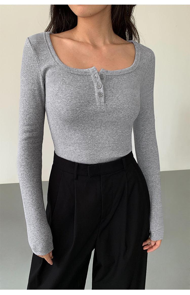 Square Neck Long Sleeve T-shirt