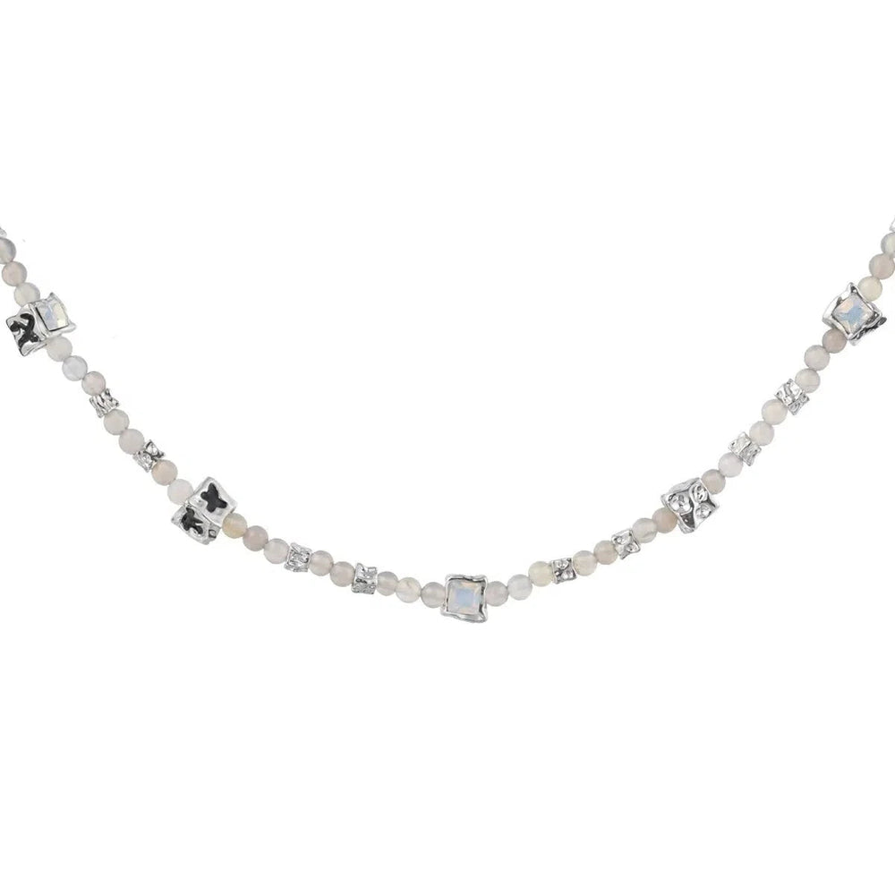 Square Zircon Beaded Necklace