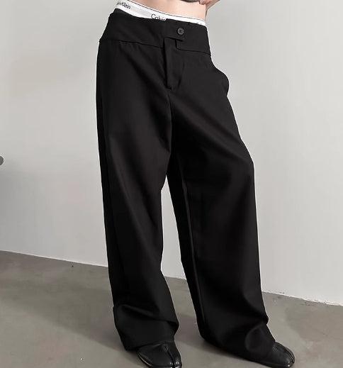 Stacked Drape Wide-Leg Trousers