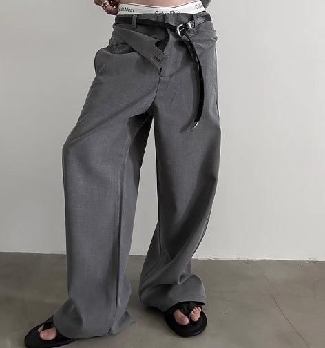 Stacked Drape Wide-Leg Trousers