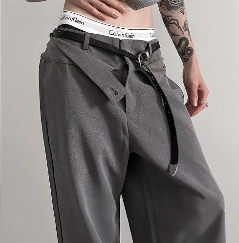 Stacked Drape Wide-Leg Trousers