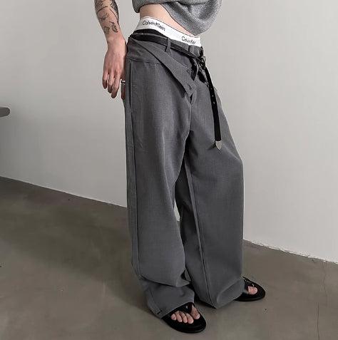 Stacked Drape Wide-Leg Trousers