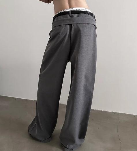 Stacked Drape Wide-Leg Trousers