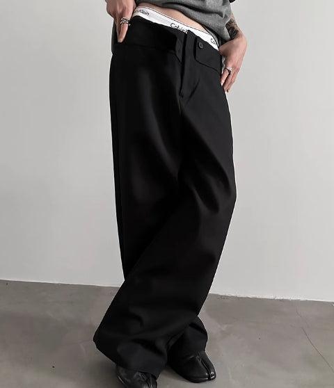 Stacked Drape Wide-Leg Trousers