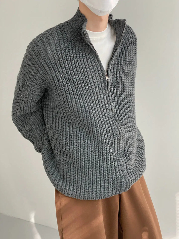 Stand-Up Collar Knitted Jacket