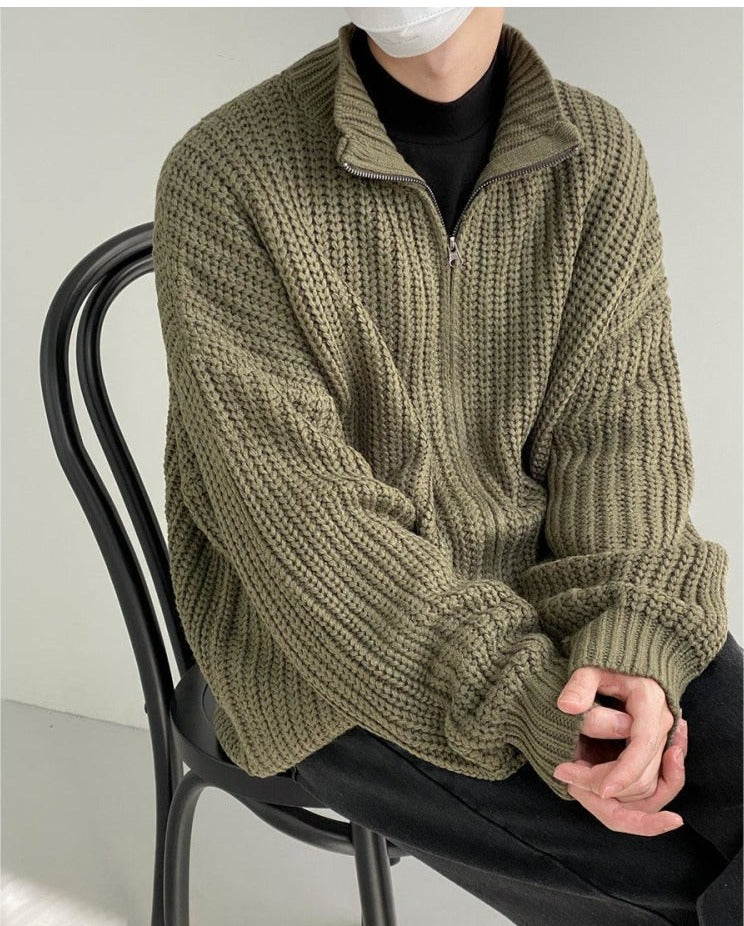 Stand-Up Collar Knitted Jacket