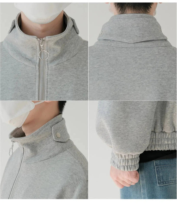 Stand-up Collar Cardigan Sweatshirt