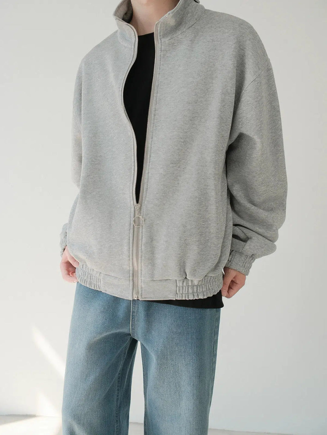 Stand-up Collar Cardigan Sweatshirt