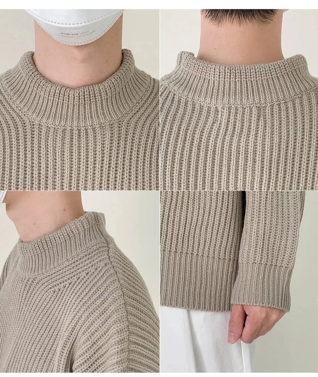 Stand-up Collar Pleated Pullover Sweater