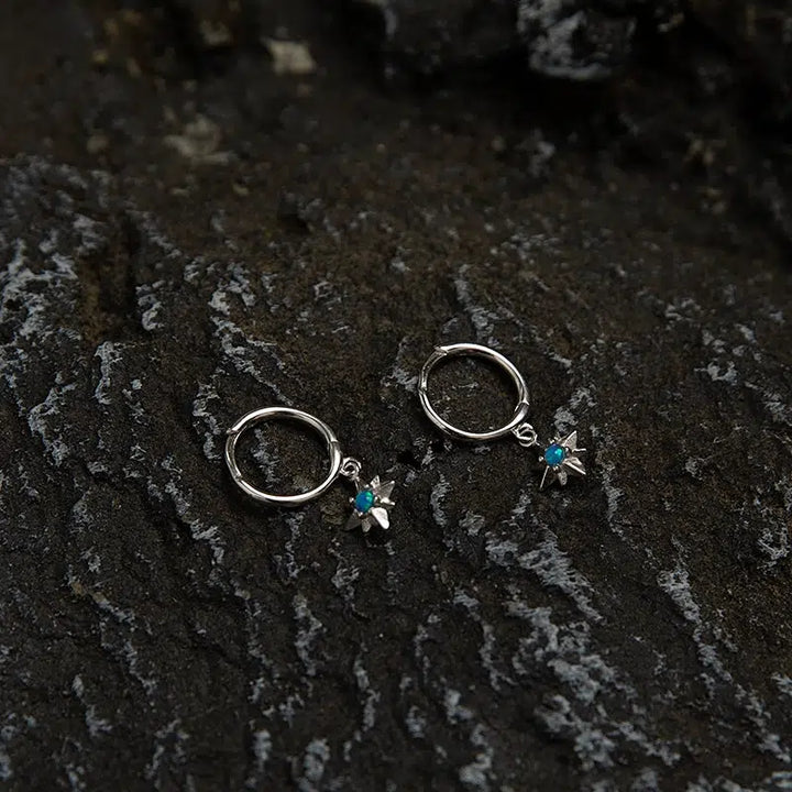 Star Charm Hoop Earrings