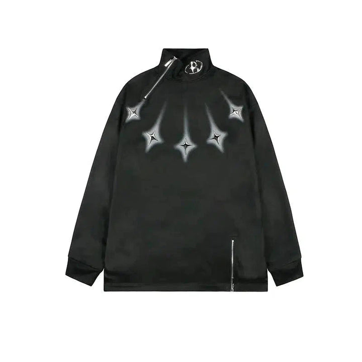 Star Embellished High-Collar Sweatshirt