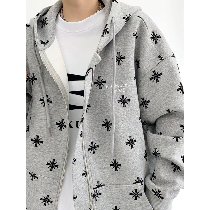 Star Pattern Hooded Oversized Coat