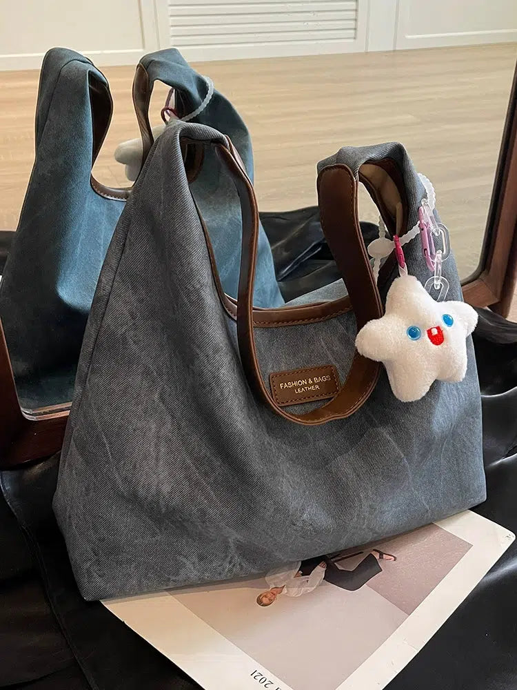 Star Plushie Denim Shoulder Bag