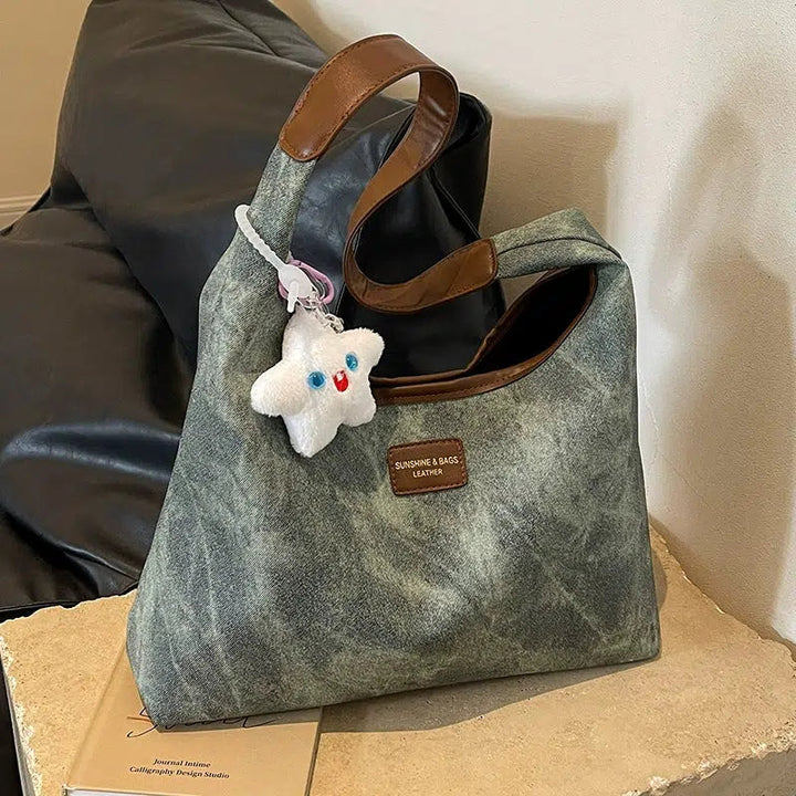 Star Plushie Denim Shoulder Bag