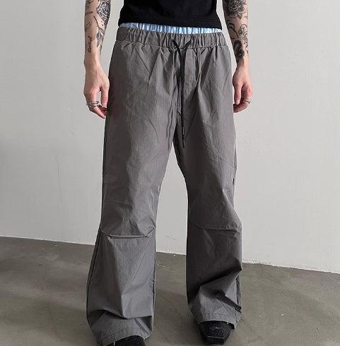 Stitching Double Waist Mopping Pants