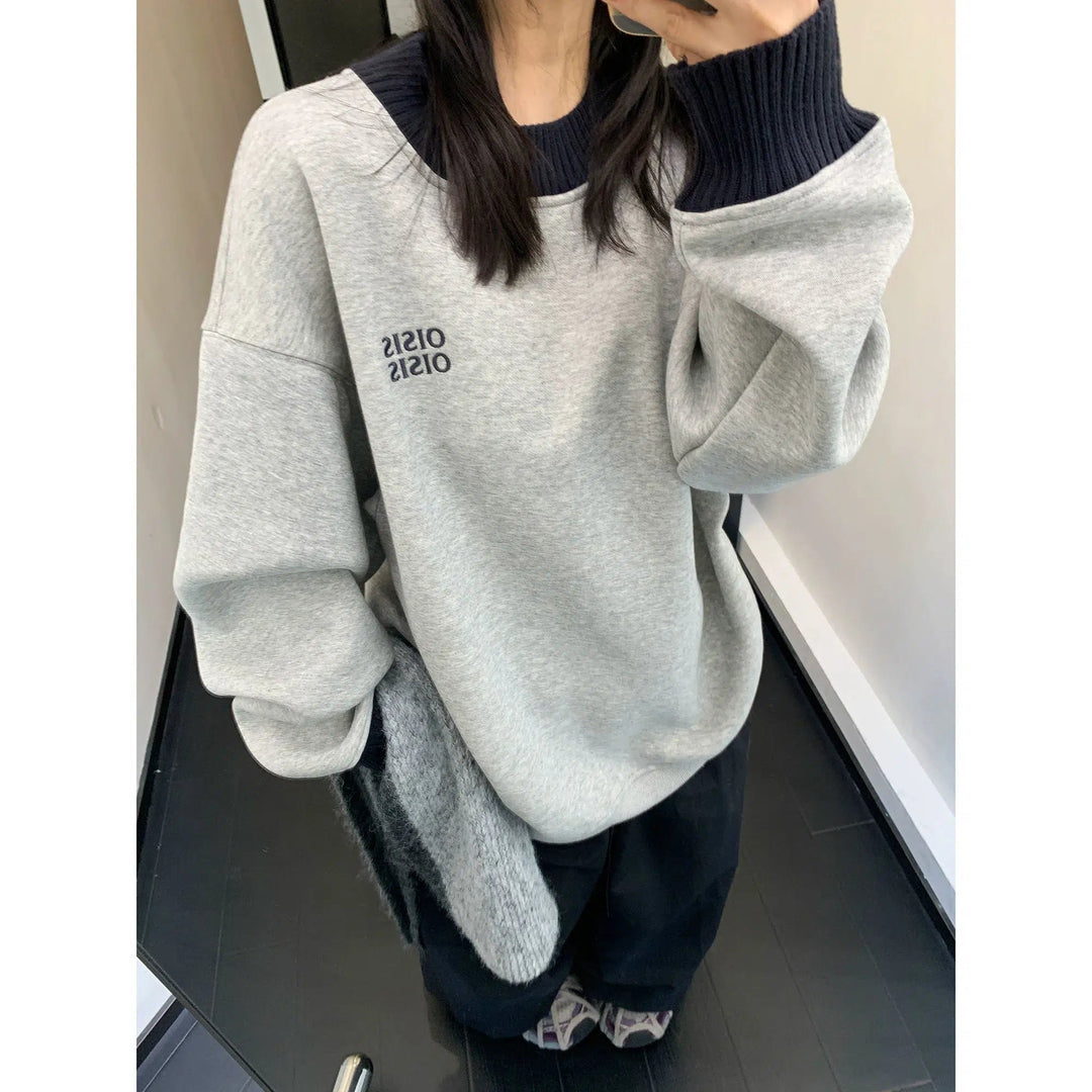 Stitching Embroidery Hoodie Sweater