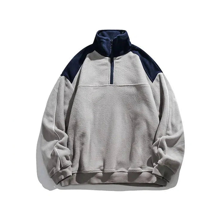 Stitching Half-Zip Fleece Sweatshirt