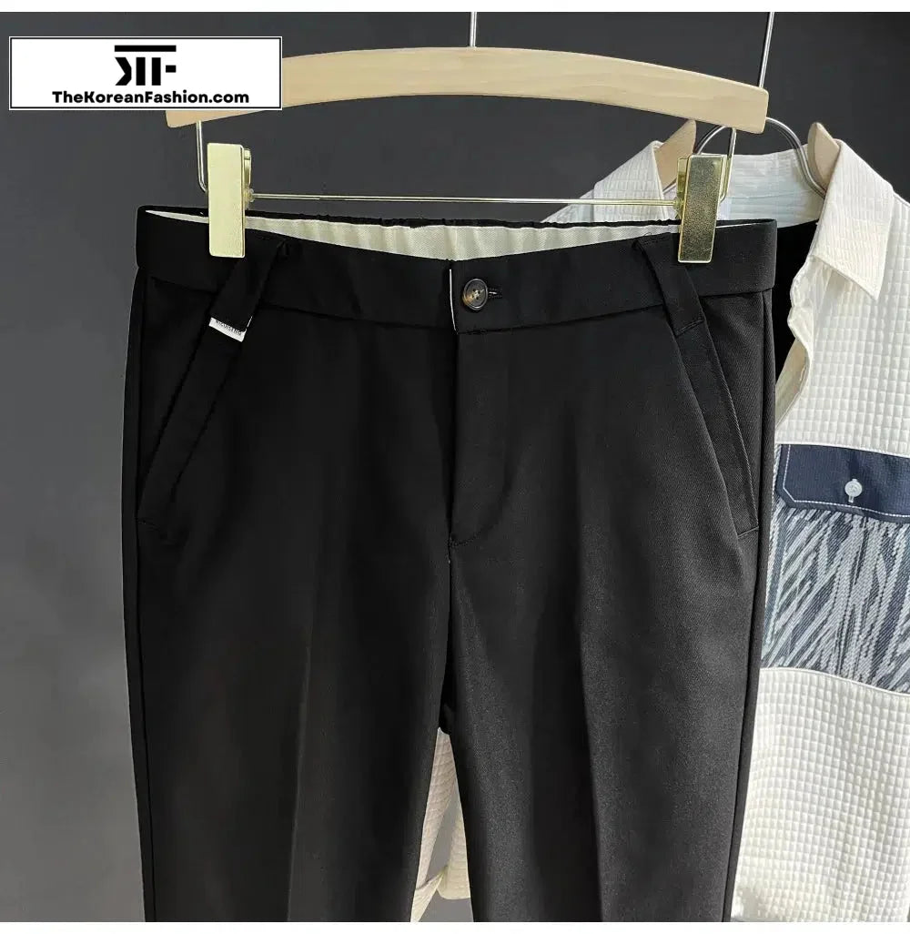 Straight Elastic Waist Casual Suit Pants