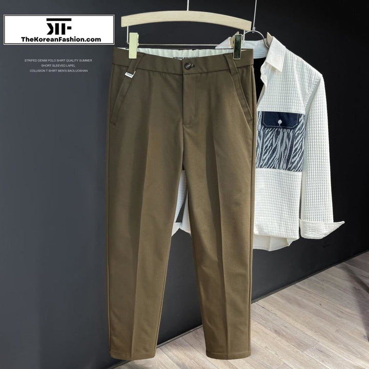 Straight Elastic Waist Casual Suit Pants