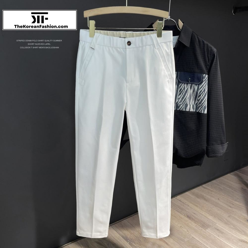 Straight Elastic Waist Casual Suit Pants