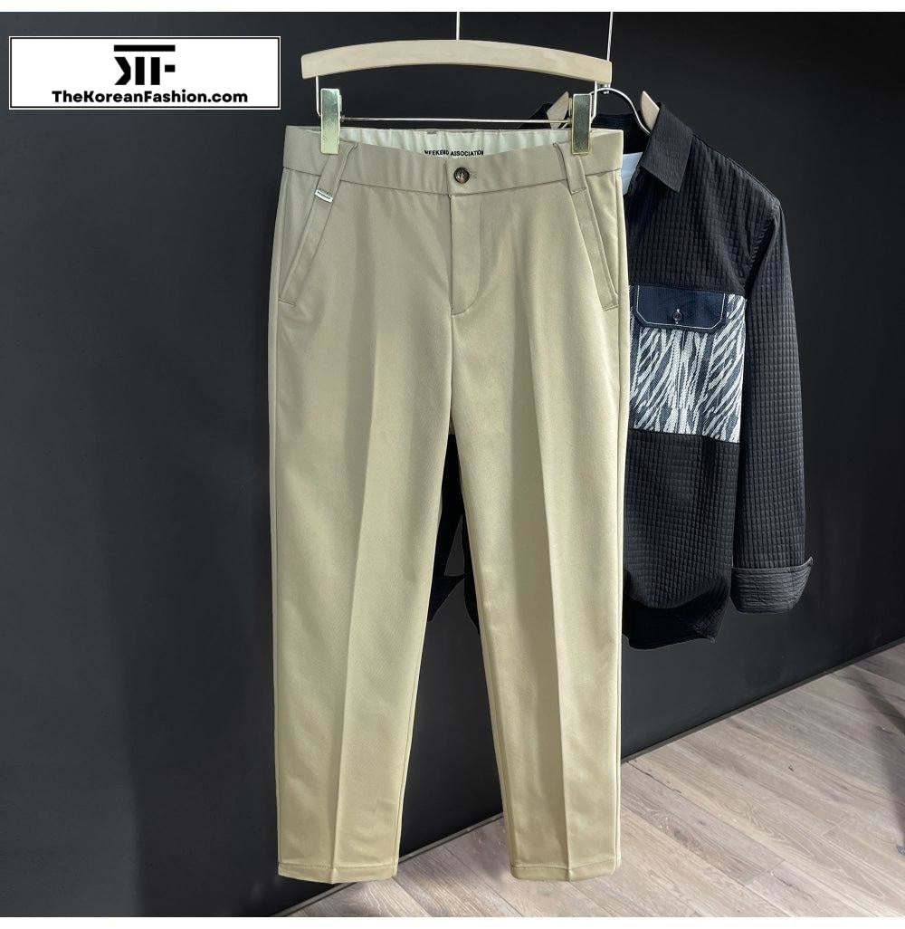 Straight Elastic Waist Casual Suit Pants