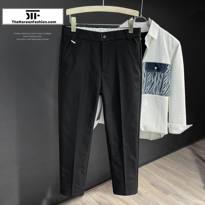 Straight Elastic Waist Casual Suit Pants