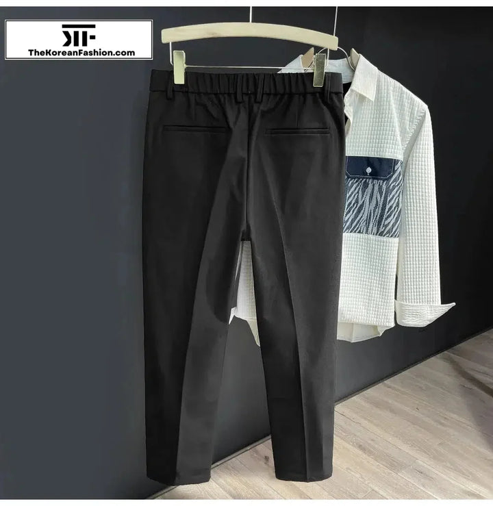 Straight Elastic Waist Casual Suit Pants