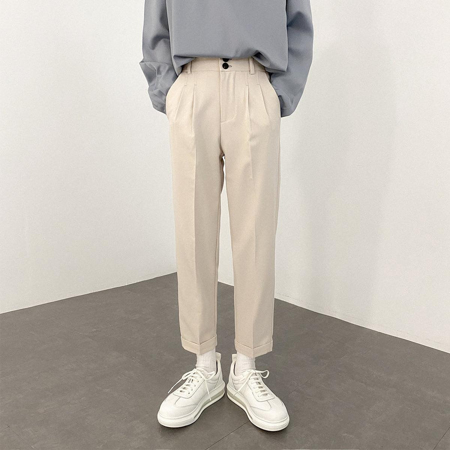 Straight Slim Cropped Suit Pants