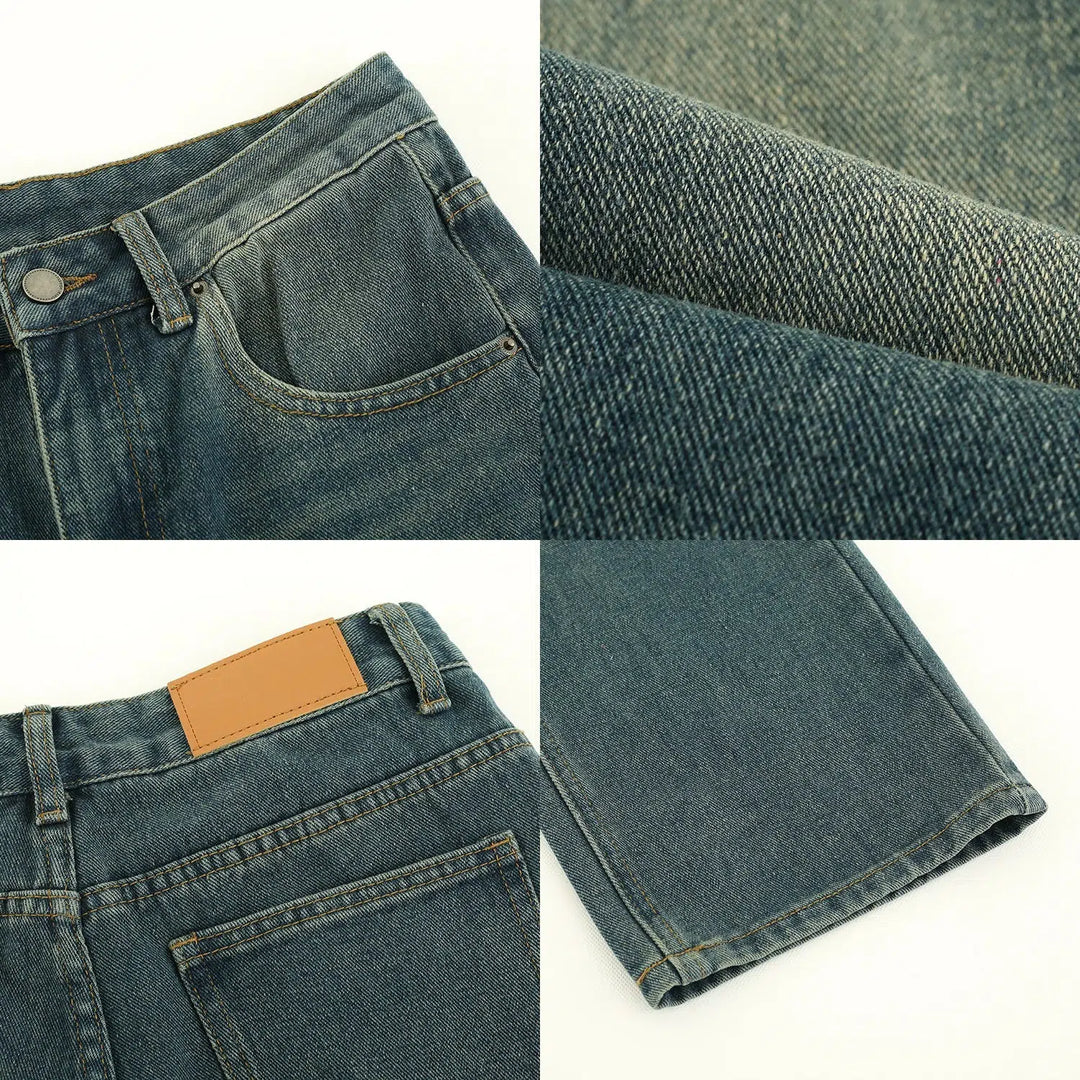 Straight Washed Casual Denim Pants