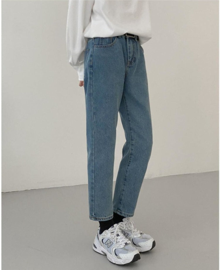 Straight-leg Basic Blue Jeans