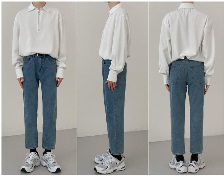 Straight-leg Basic Blue Jeans