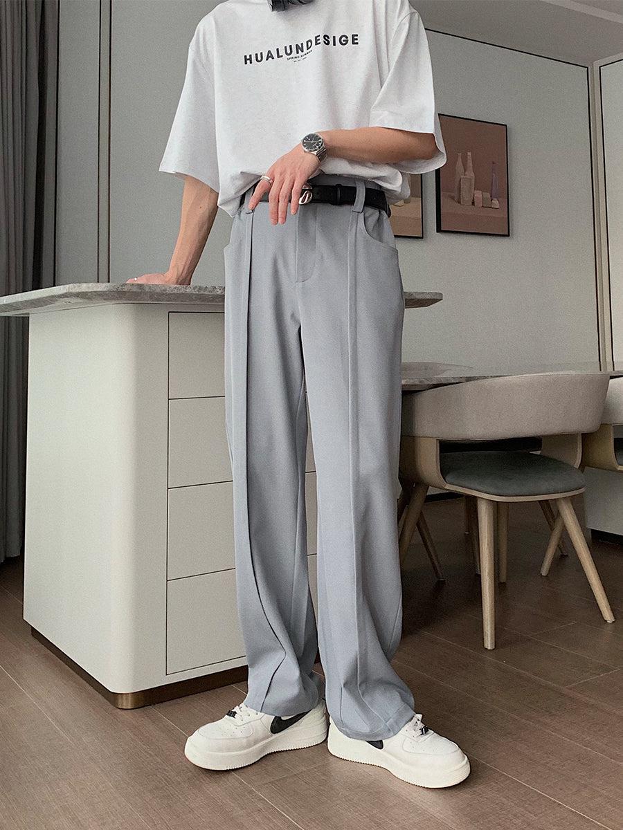 Straight-leg Drape Pleated Trousers