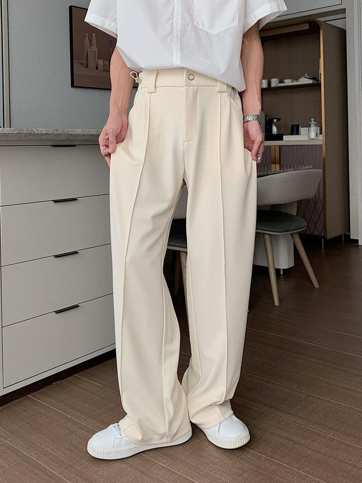 Straight-leg Draped Buckle Pleated Pants