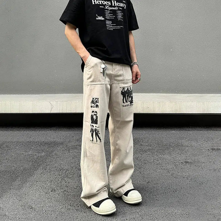 Streetwear Graphic Print Jeans